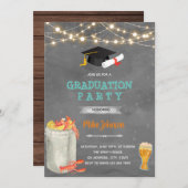 卒業パーティーのザリガニの煮込みの招待状 招待状 (正面/裏面)