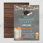 卒業パーティーのザリガニ料理の招待状 招待状 (正面/裏面)