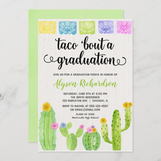 卒業パーティーのタコサボテン 招待状 (正面/裏面)