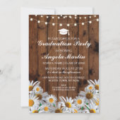 卒業パーティーのデイジー木製ライト招待の卒業生 招待状 (正面)