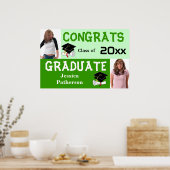 卒業パーティーのバナーのポスター写真の緑を追加 ポスター (キッチン)