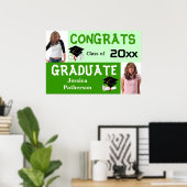 卒業パーティーのバナーのポスター写真の緑を追加 ポスター (ホームオフィス)