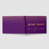 卒業パーティーのパープル金ゴールド紙吹雪 ゲストブック (全面)