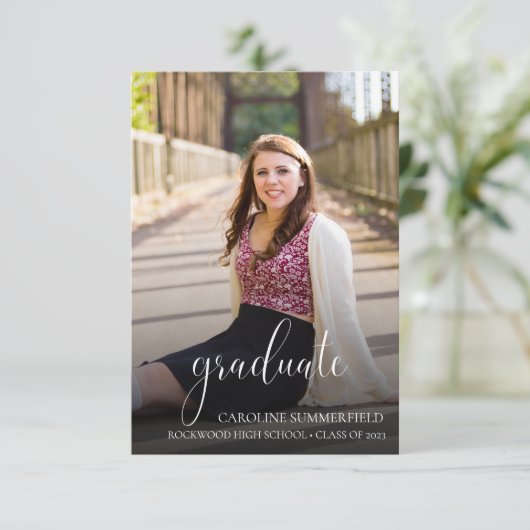 卒業パーティーのフォトスクリプエレガントト 招待状 (スタンド正面)