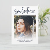 卒業パーティーのフォトブルー 招待状 (スタンド正面)