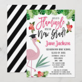 卒業パーティーのフラミンゴと一緒に楽しもう 招待状 (正面/裏面)