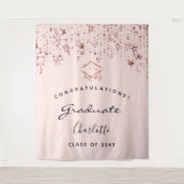 卒業パーティーのブッシュ ローズゴールド 卒業生 タペストリー (正面)