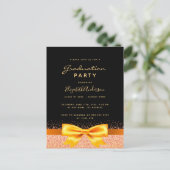 卒業パーティーのブラック金ゴールドボウの招待状 ポストカード (スタンド正面)
