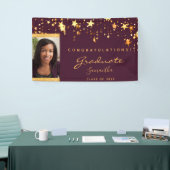 卒業パーティーのブルゴーニュ金ゴールドの星写真2025 横断幕 (トレードショー)