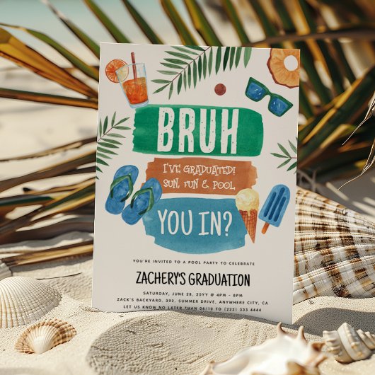 卒業パーティーのプールサプライズ 招待状