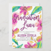卒業パーティーのルアウ（ハワイ式宴会）の熱帯パーティー 招待状 (正面)
