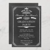 卒業パーティーのヴィンテージの黒板のアールデコ 招待状 (正面/裏面)