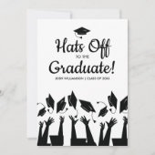 卒業パーティーの写真に脱帽 招待状 (正面)