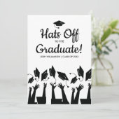 卒業パーティーの写真に脱帽 招待状 (スタンド正面)