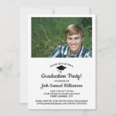 卒業パーティーの写真に脱帽 招待状 (裏面)