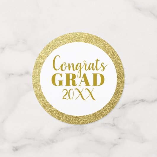 卒業パーティーの写真の金ゴールドのグリッターのピンクのテーブル コンフェッティ (スモール正面)