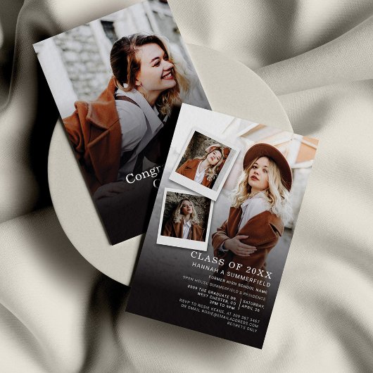 卒業パーティーの写真コラージュ オープンハウス 卒業 招待状