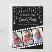 卒業パーティーの写真ムービーリール映画スター 招待状 (正面)