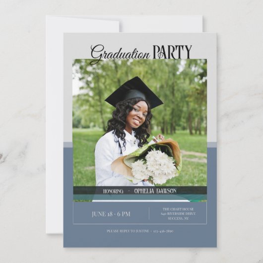 卒業パーティーの写真招待状 招待状 (正面)