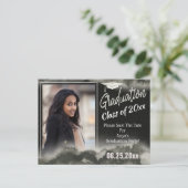 卒業パーティーの写真、日付の水彩を保存 ポストカード (スタンド正面)