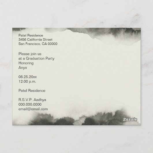 卒業パーティーの写真、日付の水彩を保存 ポストカード (裏面)