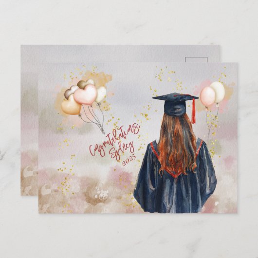 卒業パーティーの娘おめでとう ポストカード (正面/裏面)