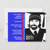 卒業パーティーの招待状おもしろいの漫画の帽子のガウン 招待状 (正面)