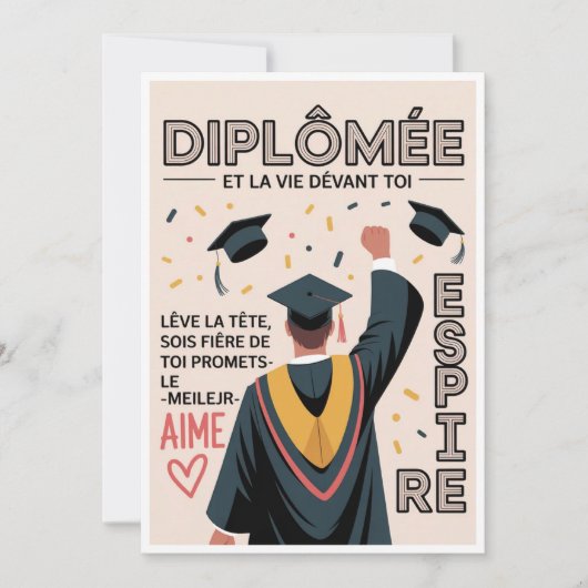 卒業パーティーの招待状 🎓 – モダン 招待状 (正面)