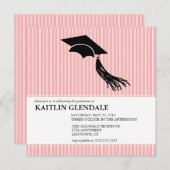 卒業パーティーの招待状（帽子とタッセル付き） 招待状 (正面/裏面)