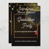 卒業パーティーの招待状 - 編集可能なテキスト 招待状 (正面/裏面)