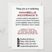 卒業パーティーの招待-卒業生の帽子のおもしろいな牛 招待状 (裏面)