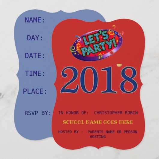 卒業パーティーの招待 招待状 (正面/裏面)