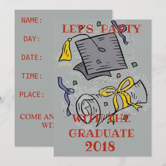 卒業パーティーの招待 招待状 (正面/裏面)