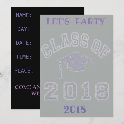 卒業パーティーの招待 招待状 (正面/裏面)