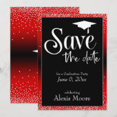 卒業パーティーの日付を保存する明るい赤グラデーション 招待状 (正面/裏面)