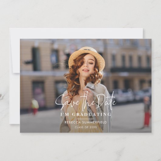 卒業パーティーの日付を保存する 案内状 (正面)