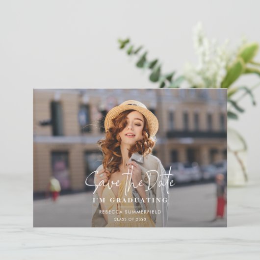 卒業パーティーの日付を保存する 案内状 (スタンド正面)