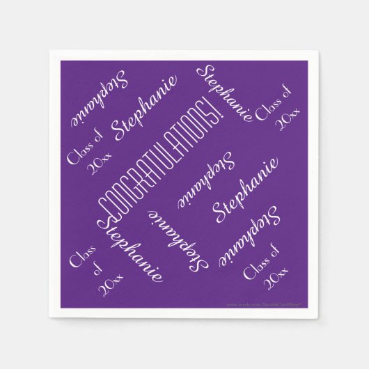 卒業パーティーの繰り返し名前と年の紙 スタンダードカクテルナプキン (正面)