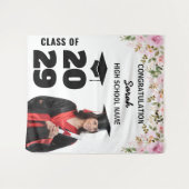 卒業パーティーの背景カスタムの写真とフローラ タペストリー (正面(横))