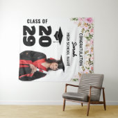 卒業パーティーの背景カスタムの写真とフローラ タペストリー (インサイチュ(横))