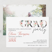 卒業パーティーの花のデザイン 卒業パーティー 招待状 (正面/裏面)