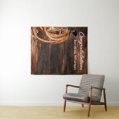 卒業パーティーの西部帽子とラソーの背景 タペストリー (インサイチュ(横))