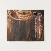 卒業パーティーの西部帽子とラソーの背景 タペストリー (正面(横))