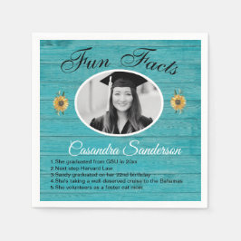 卒業パーティーの豆知識 ヒマワリ ティール ウッド ナプ スタンダードカクテルナプキン