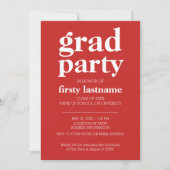 卒業パーティーの赤いパターンの任意の年のクラス 招待状 (正面)