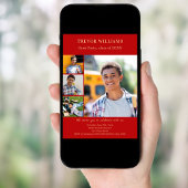 卒業パーティーの赤い写真のコラージュ 招待状