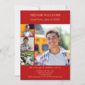 卒業パーティーの赤い写真のコラージュ 招待状 (正面)