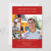 卒業パーティーの赤い写真のコラージュ 招待状 (正面)