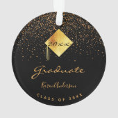 卒業パーティーの黒い金ゴールドキャップ オーナメント (裏面)
