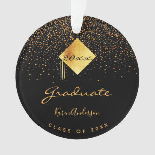 卒業パーティーの黒い金ゴールドキャップ オーナメント